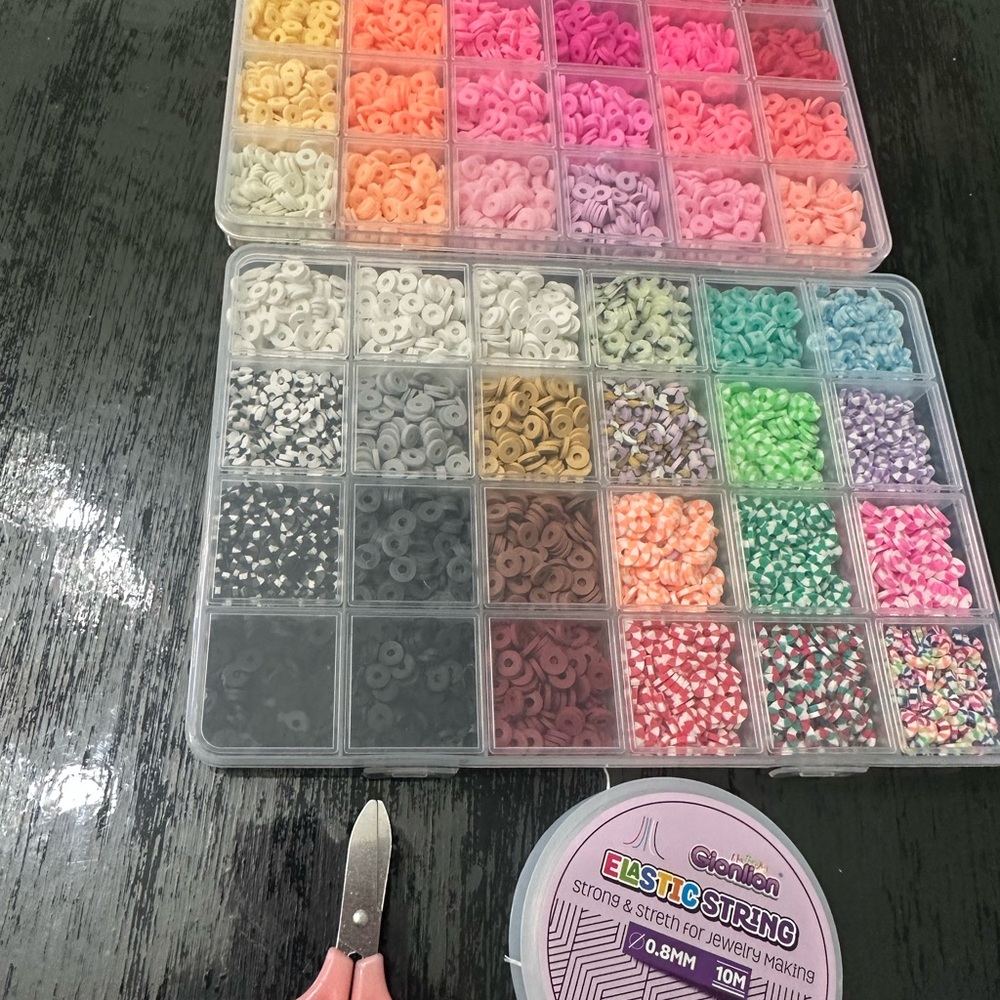 Colorful Jewelry Spacer Beads Kit with Elastic String